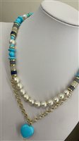 Collana Rajola Donna in Argento Pasta di turchese 45-461-1 - 45-461-1